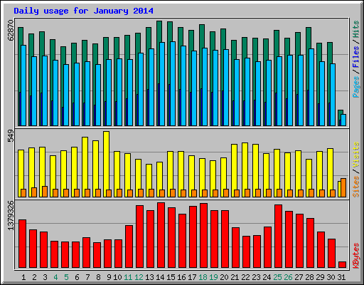 Daily usage for January 2014